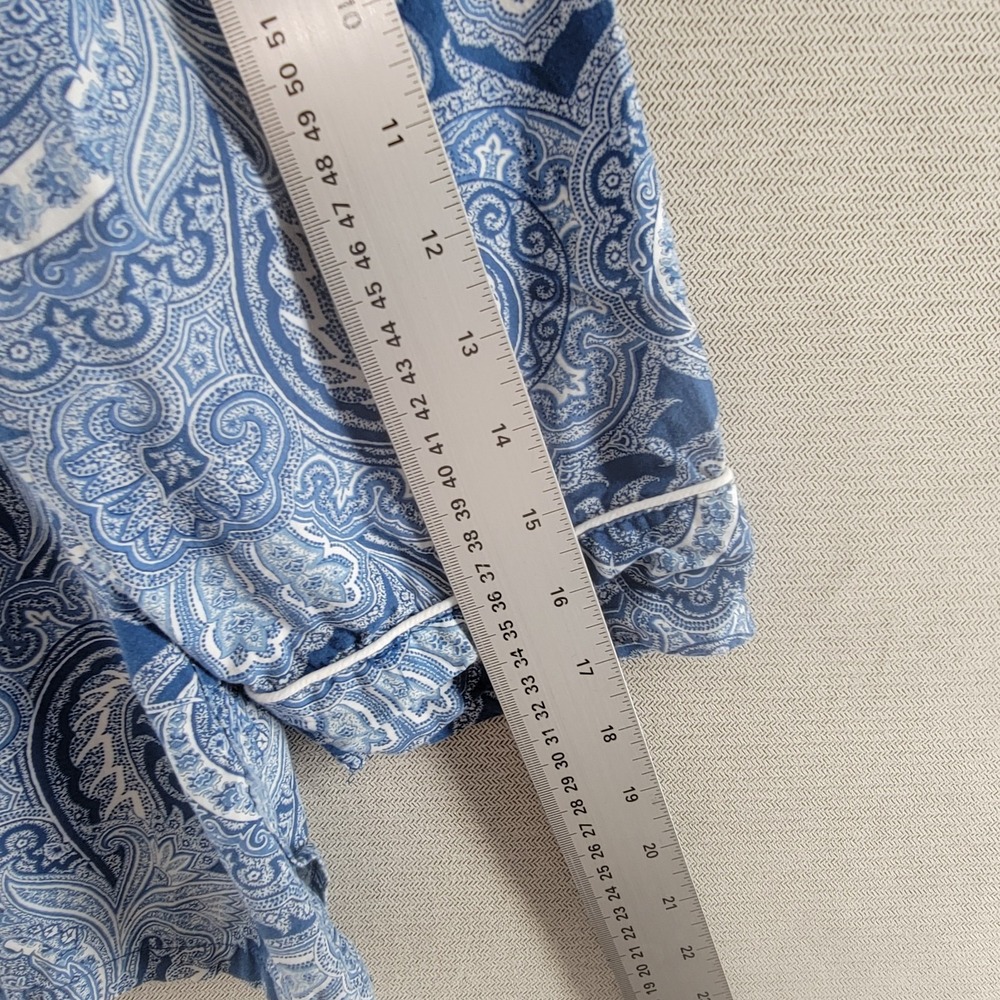 Lauren Ralph Lauren Womens Pajamas 2 Piece Paisley Set Top Pants Size Large Blue - Picture 11 of 14